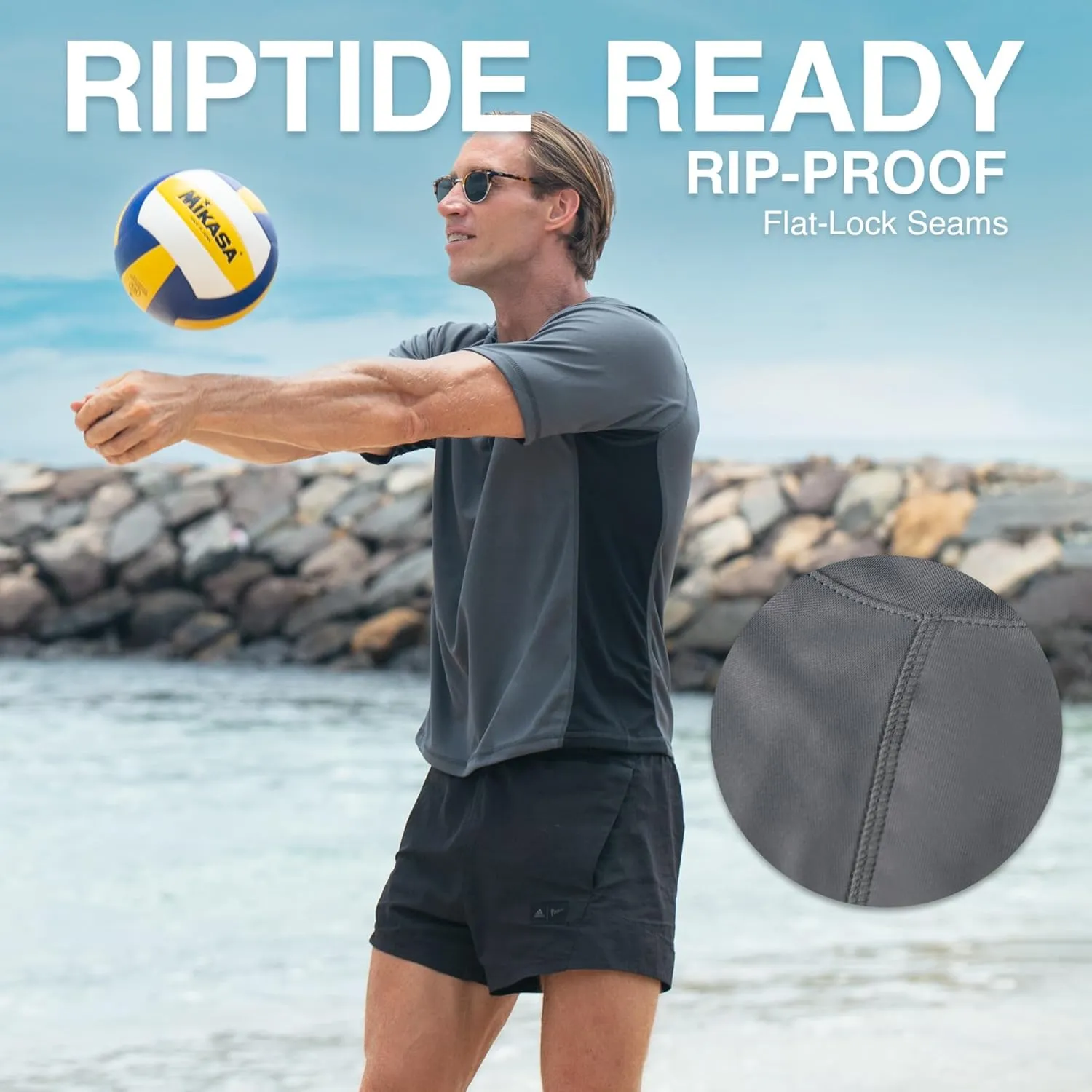 Kanu Surf Men's Short Sleeve UPF 50 Swim Shirt Rash Guard Sun Shirt (Regular & Extended Sizes)
