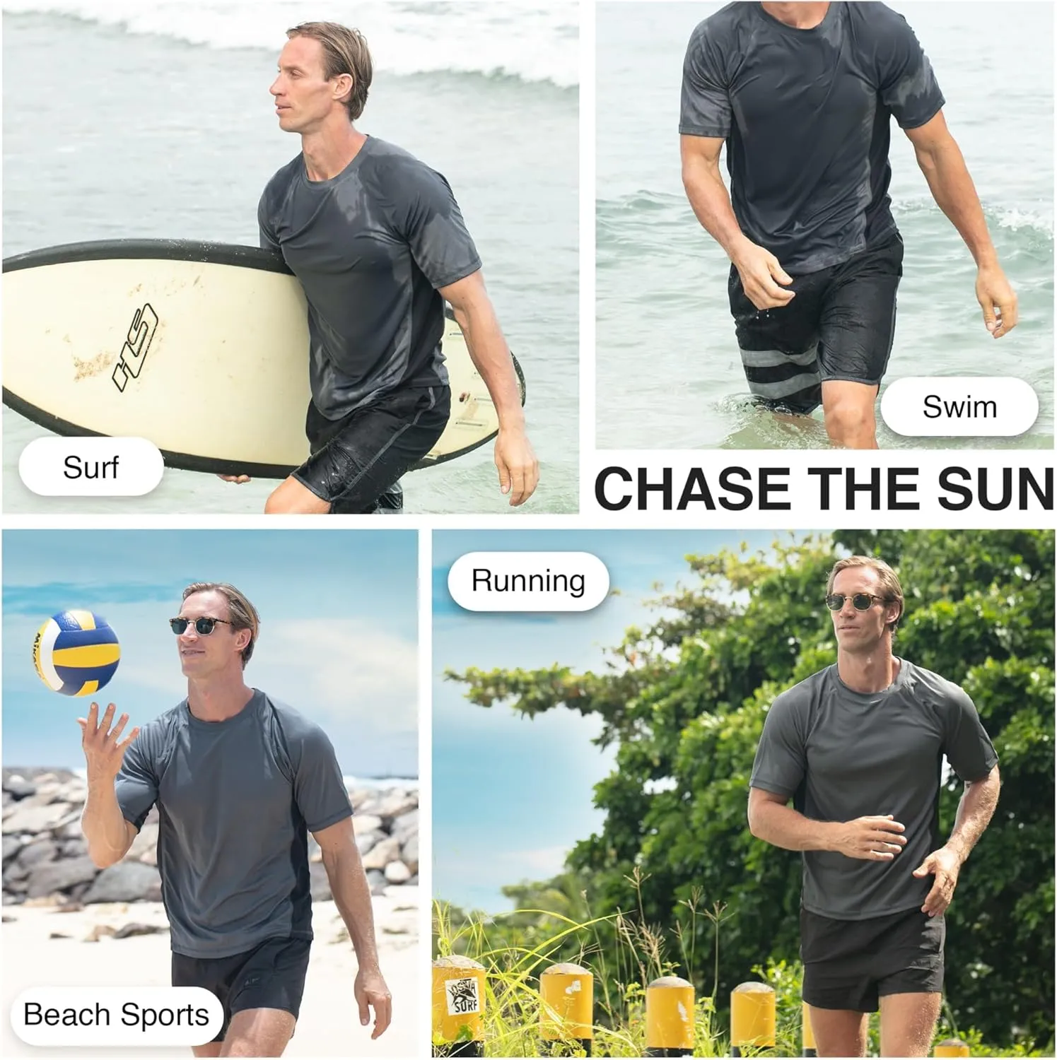 Kanu Surf Men's Short Sleeve UPF 50 Swim Shirt Rash Guard Sun Shirt (Regular & Extended Sizes)