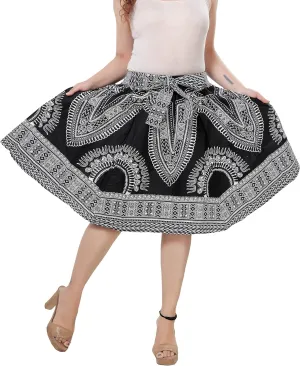 KARACHIC BY NF Women's High-Waist Ankara Skirt Dashiki Print Authentic African Wax Flared Maxi Skirt with Pockets