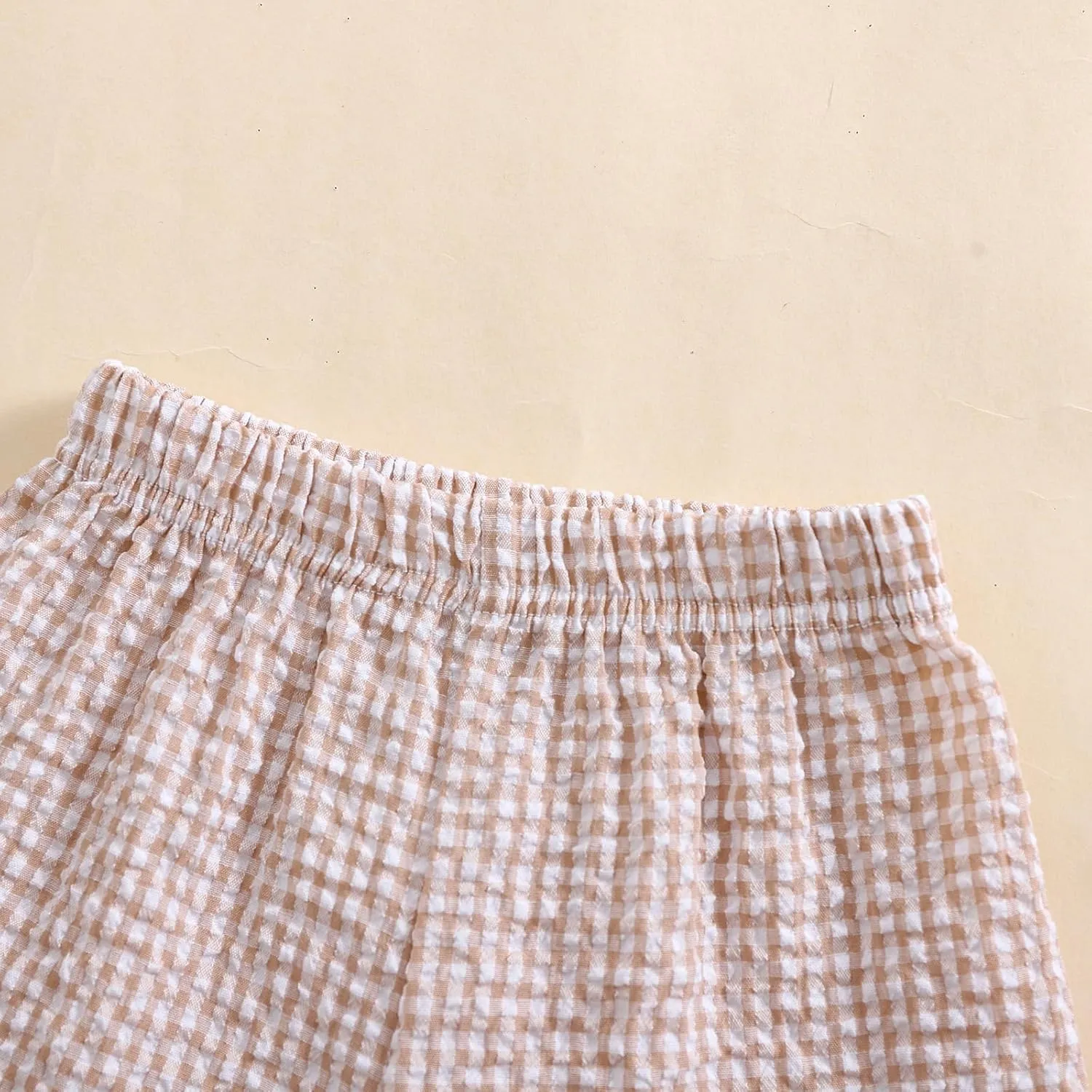 Karuedoo Toddler Baby Boy Girl Shorts Gingham Plaid/Seersucker Shorts Summer Casual Elastic Waist Shorts Pants Bottoms