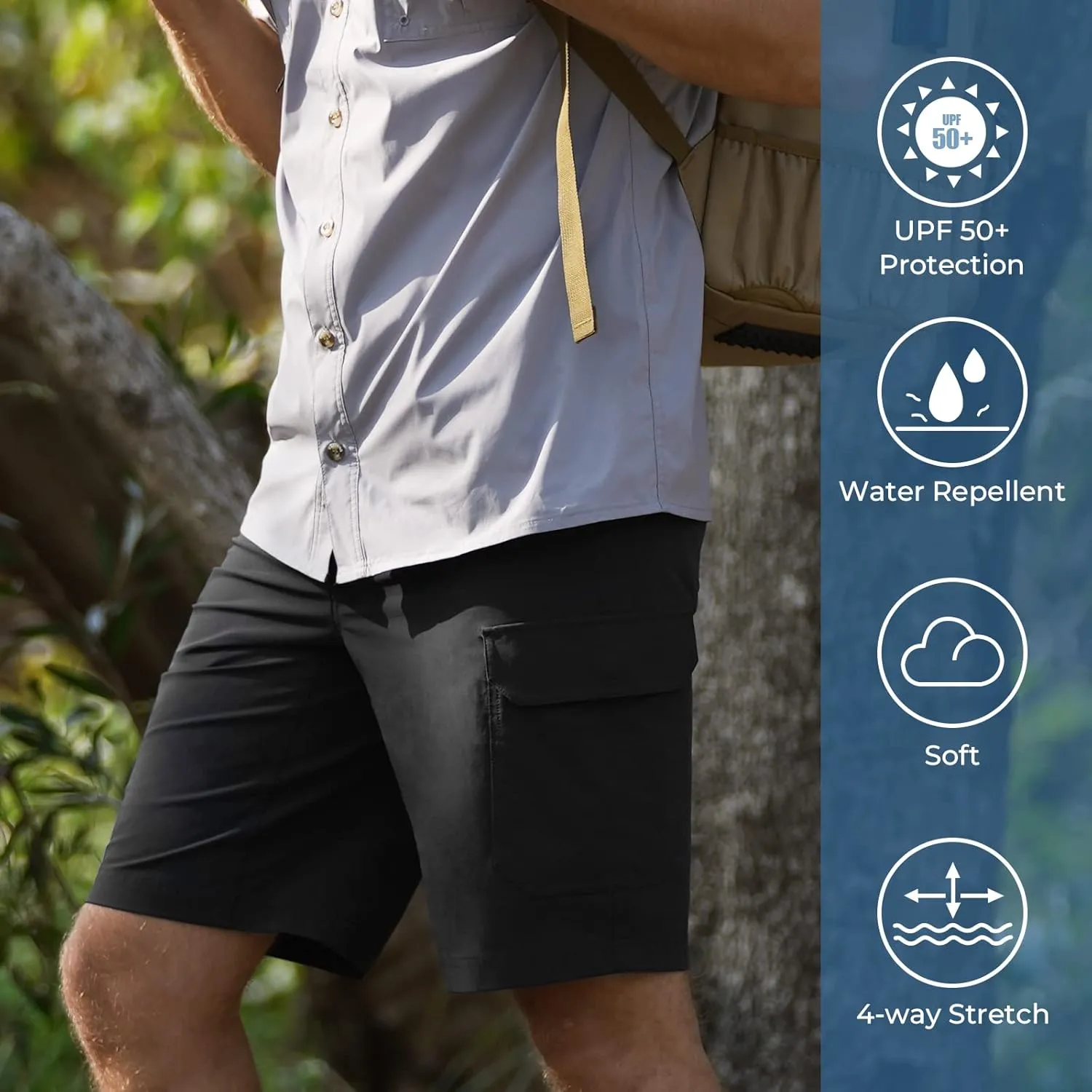 KastKing Men's Fishing Shorts, Hiking Shorts Quick Dry Comfortable UPF 50 , 7 Pockets, Shorts for Men, 10.5" Inseam