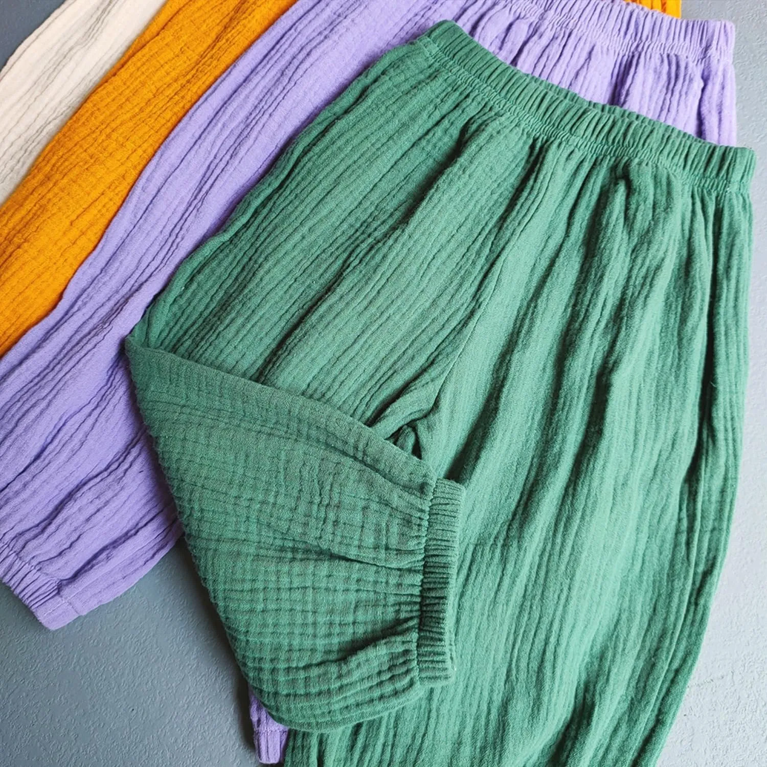 Kids Baby Boys Girls 3 Pack Cotton Linen Pants Casual Soft Elastic Long Bloomers Ankle Length Harem Pants Trousers
