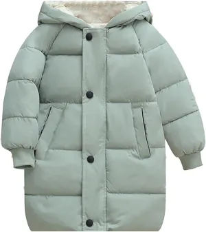 Kids Girls' Puffer Down Coat Winter Jacket Toddler Girls Long Cotton Padded Down Coat Overcoat for 3 to 9 Years