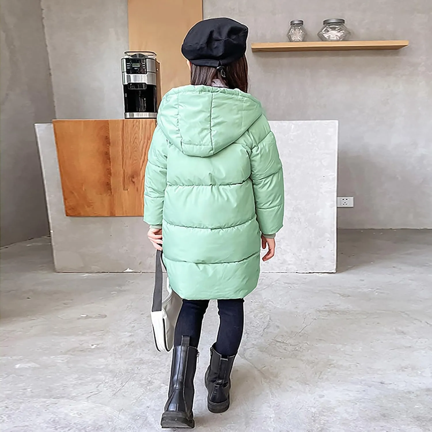 Kids Girls' Puffer Down Coat Winter Jacket Toddler Girls Long Cotton Padded Down Coat Overcoat for 3 to 9 Years