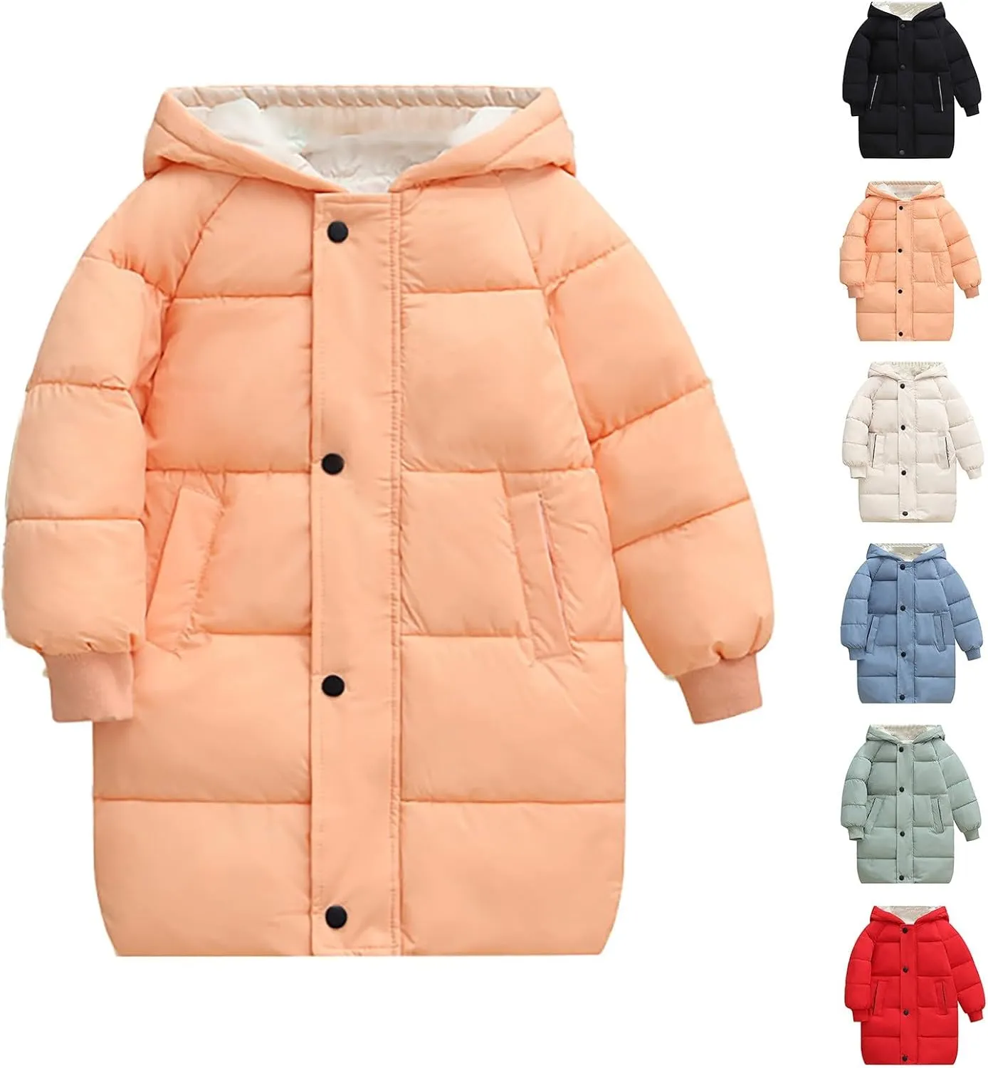 Kids Girls' Puffer Down Coat Winter Jacket Toddler Girls Long Cotton Padded Down Coat Overcoat for 3 to 9 Years