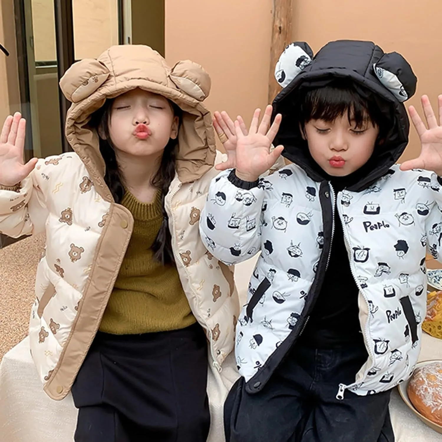 Kids Toddler Baby Girls Boys Winter Warm Thick Solid Cotton Long Sleeve Padded Jacket Coat Clothes Jacket for Youth Boys