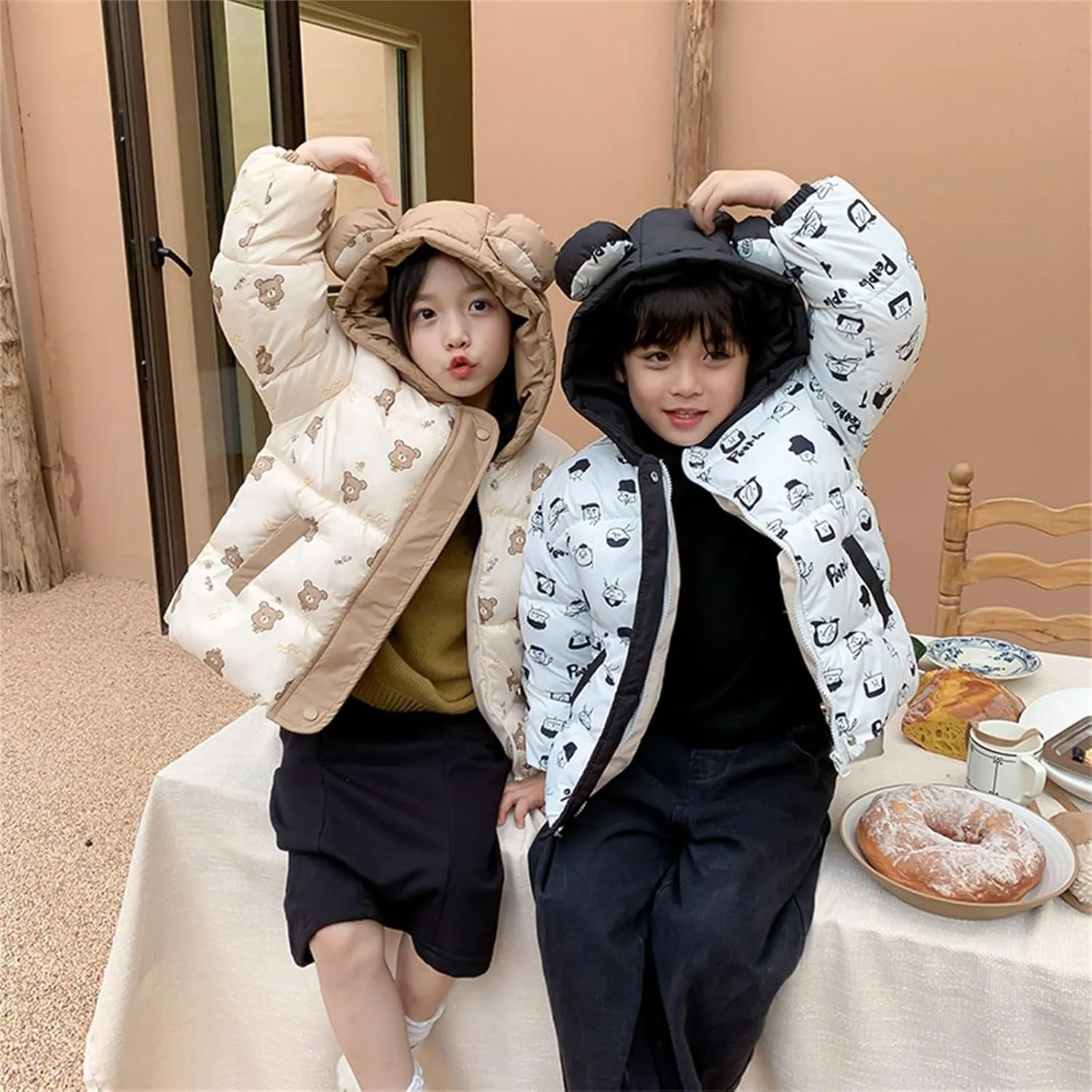Kids Toddler Baby Girls Boys Winter Warm Thick Solid Cotton Long Sleeve Padded Jacket Coat Clothes Jacket for Youth Boys