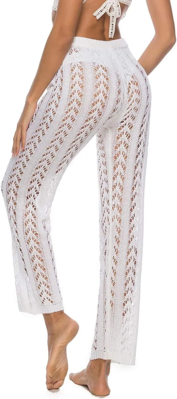 Kistore Womens Crochet Net Hollow Out Beach Pants Sexy Swimsuit Cover Up Pants