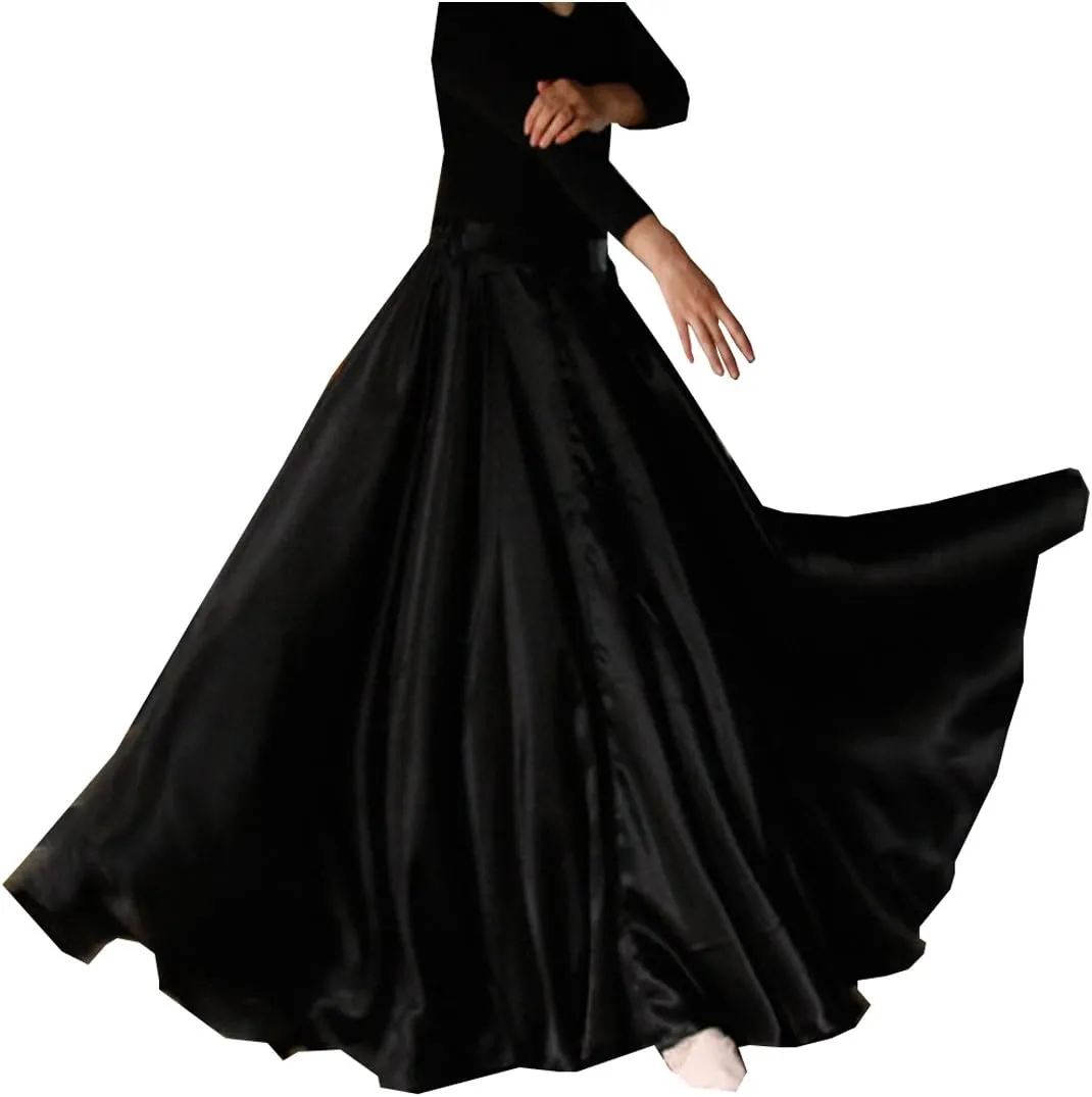 Ladies 20 Yard Elegant Satin Long Full Skirt for Ballroom Belly Dance Performance Costume Dress