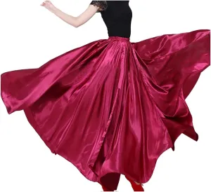Ladies 20 Yard Elegant Satin Long Full Skirt for Ballroom Belly Dance Performance Costume Dress