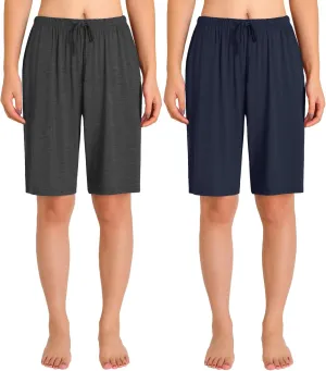 Latuza Women's Viscose Pajama Shorts Knee Length Sleep Shorts