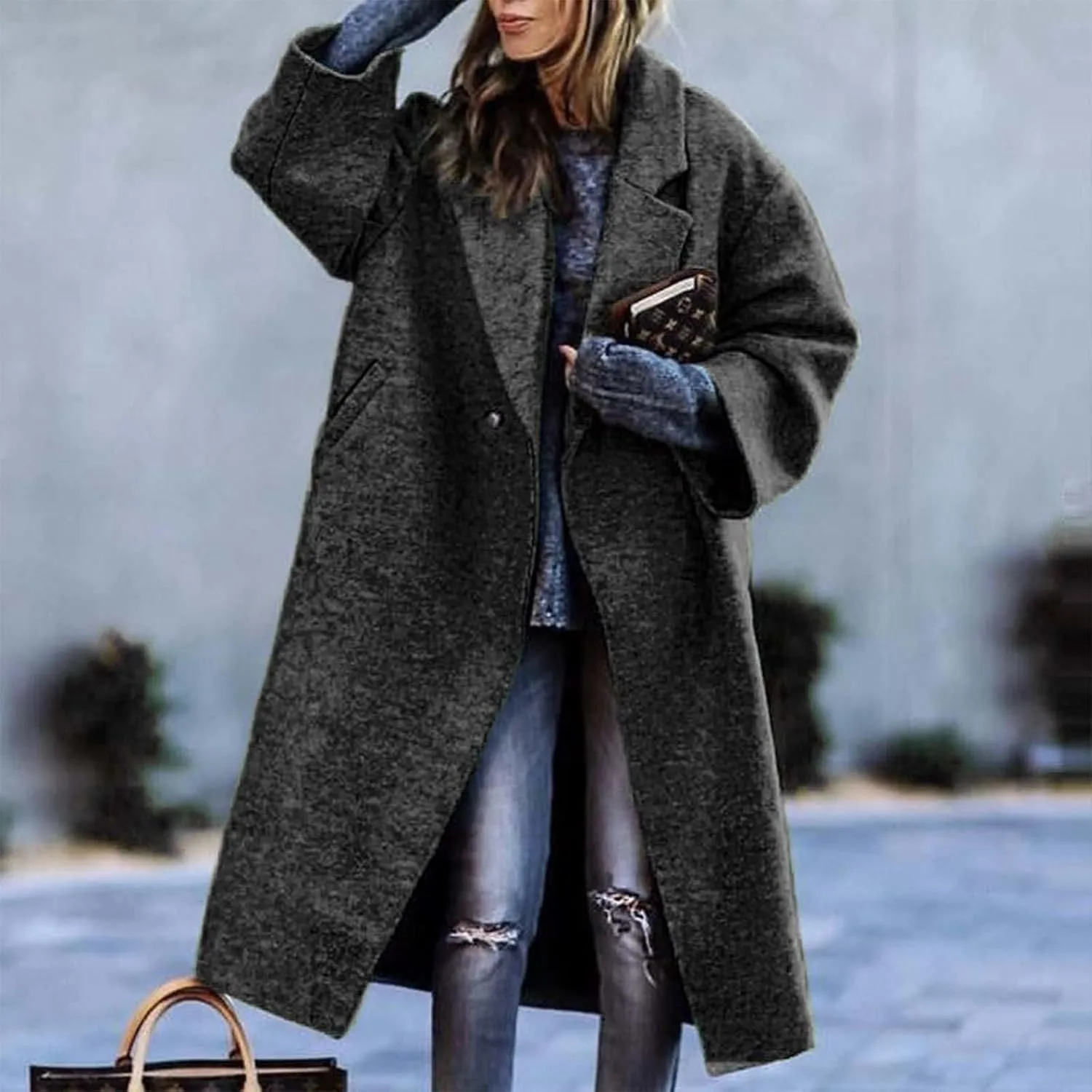 LCMTWX Winter Coat Women Long Coat Outwear Womens Elegant Windbreaker Wild Winter Women's Coat Trench Coat Women Trench