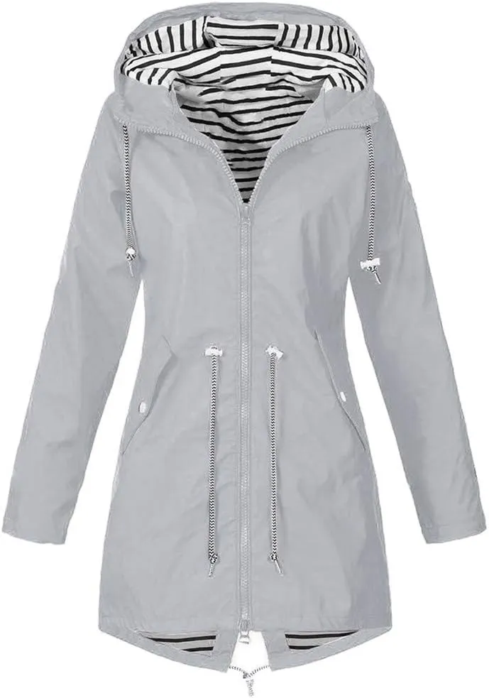 LCMTWX Womens rain coat winter Waterproof Windproof Outdoor Coat Plus Women's Coat Windbreaker Trench Coat Rain Jacket
