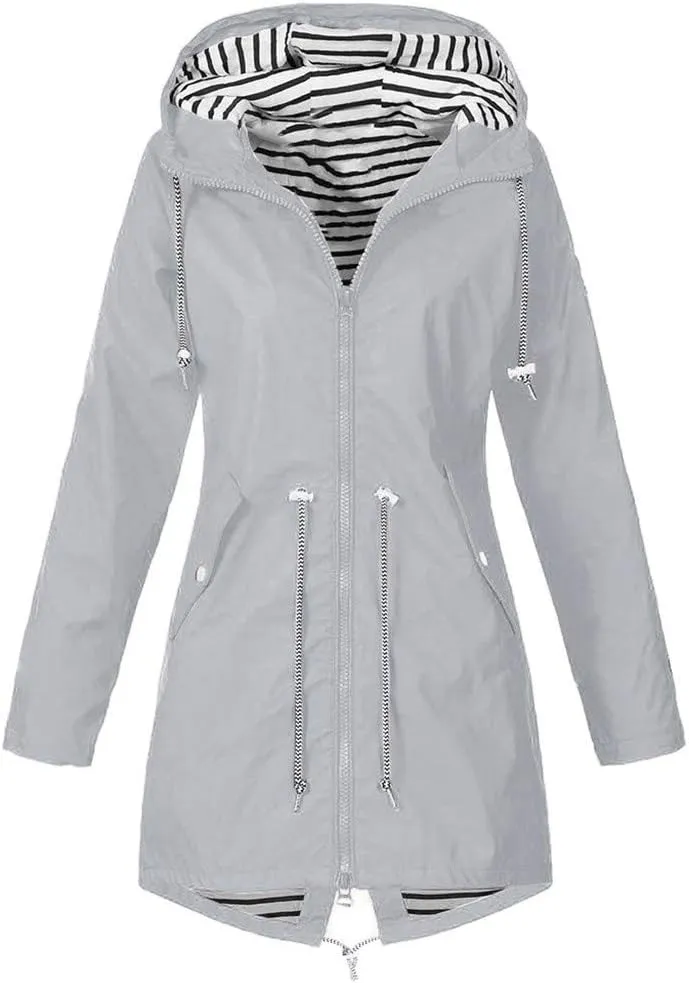 LCMTWX Womens rain coat winter Waterproof Windproof Outdoor Coat Plus Women's Coat Windbreaker Trench Coat Rain Jacket
