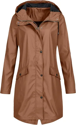 LCMTWX Women's Raincoats Hoodie Hooded Solid Women Coat Rain Raincoat Women's Coat Zip Up Hoodies Windbreaker Rain Jacket