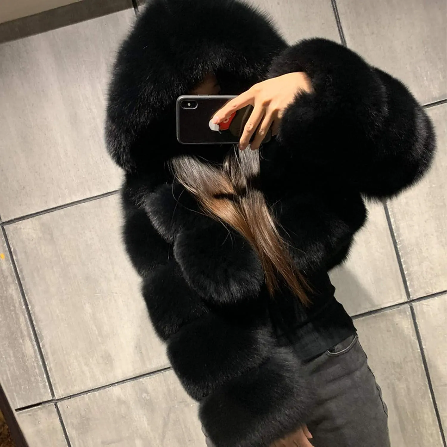 LCMTWX Womens Winter Outerwear Faux Fur Long Jacket Faux Sleeve Short Warm Women's Coat Long Sleeve Pockets Shaggy Purple
