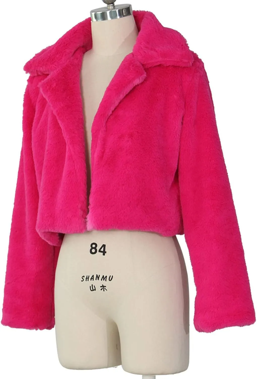 LCMTWX Womens Winter Outerwear Faux Fur Long Jacket Faux Sleeve Short Warm Women's Coat Long Sleeve Pockets Shaggy Purple
