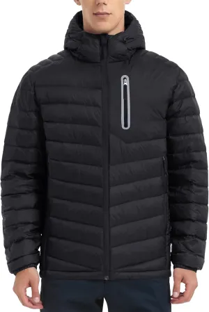 Lesmart Men Down Jacket Puffer Winter Jacket with Hooded Packable Lightweight Windproof Insulated Warm Coat