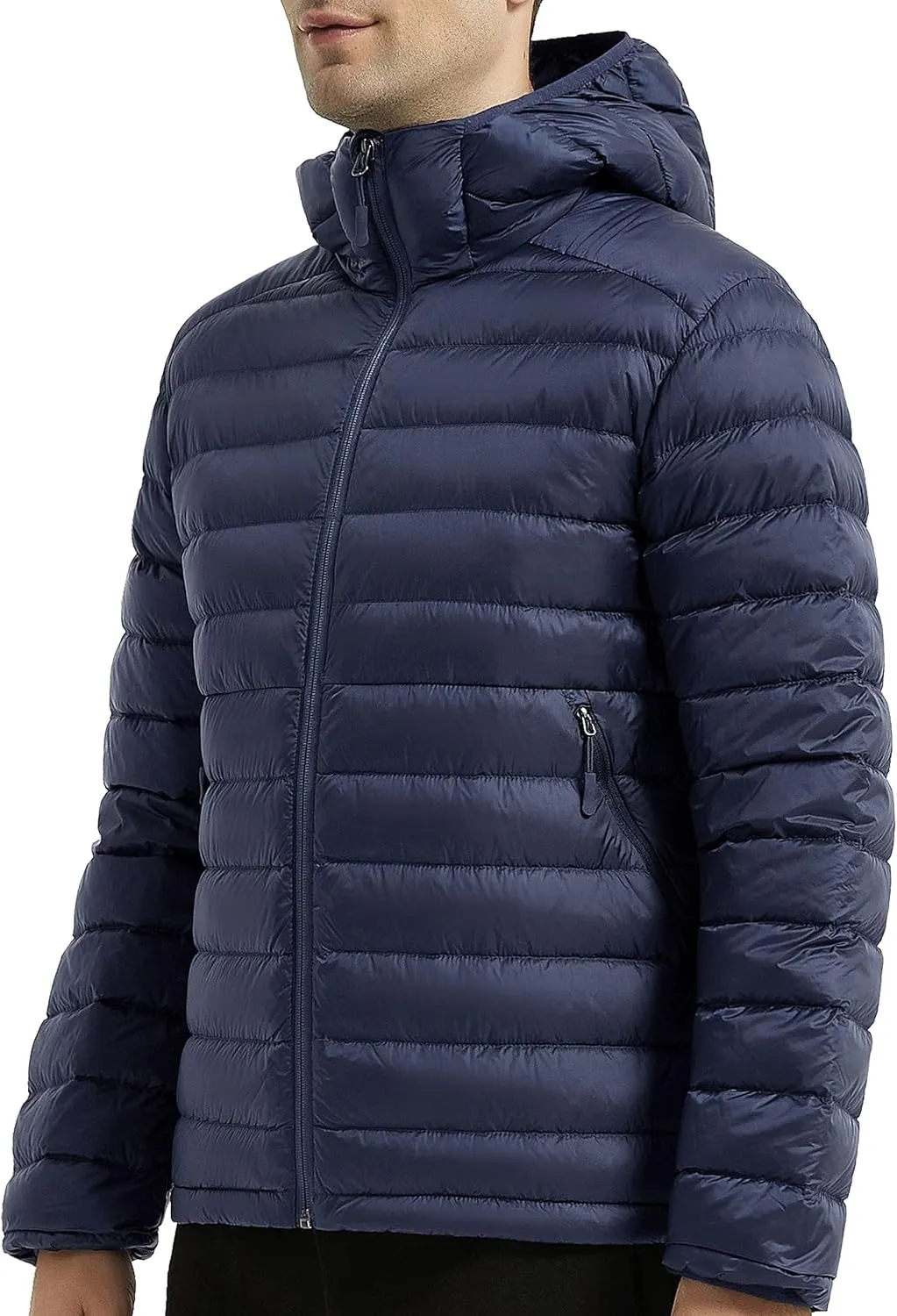 Lesmart Men Down Jacket Puffer Winter Jacket with Hooded Packable Lightweight Windproof Insulated Warm Coat