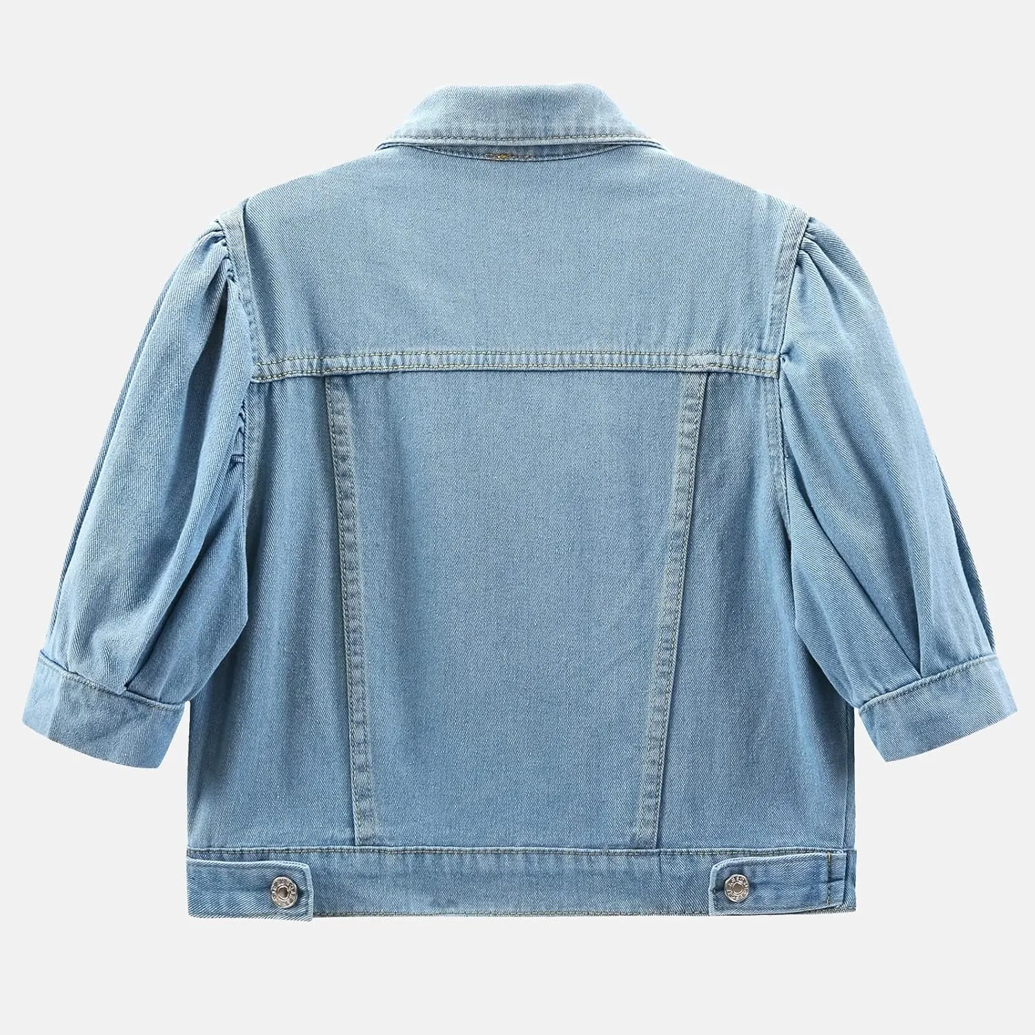 LifeShe Women's Short Sleeve denim jacket Shirt Puff Sleeve Cropped jean Jackets Shacket