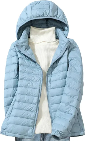 Lightweight Jackets For Women With Hood Long Sleeve Trendy Zip Solid Color Down Coat Winter Warm Casual Puffer Jacket
