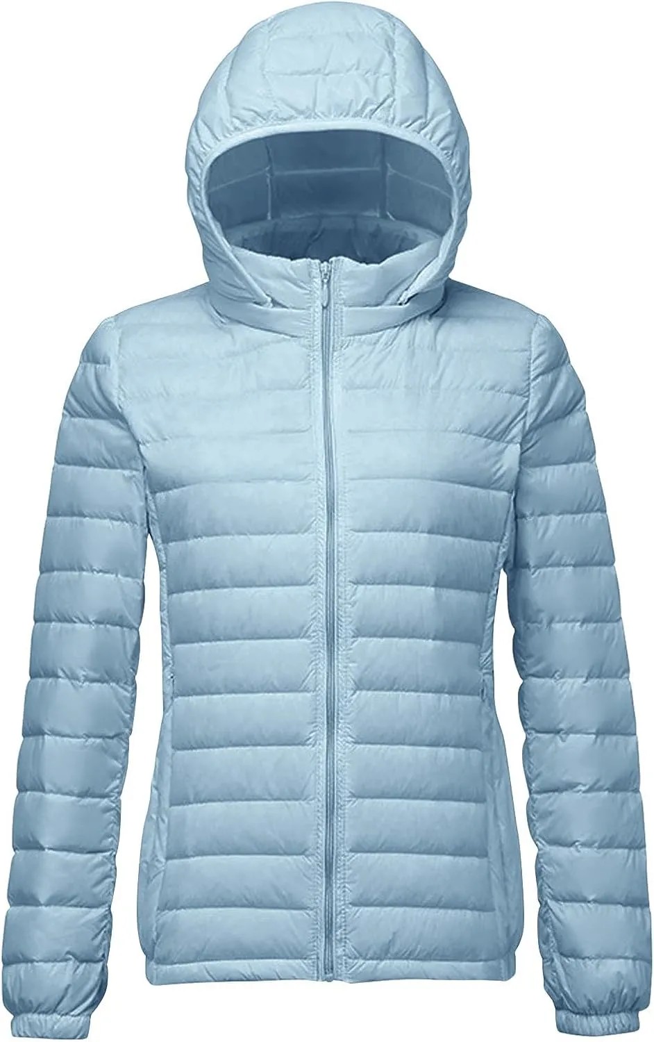 Lightweight Jackets For Women With Hood Long Sleeve Trendy Zip Solid Color Down Coat Winter Warm Casual Puffer Jacket