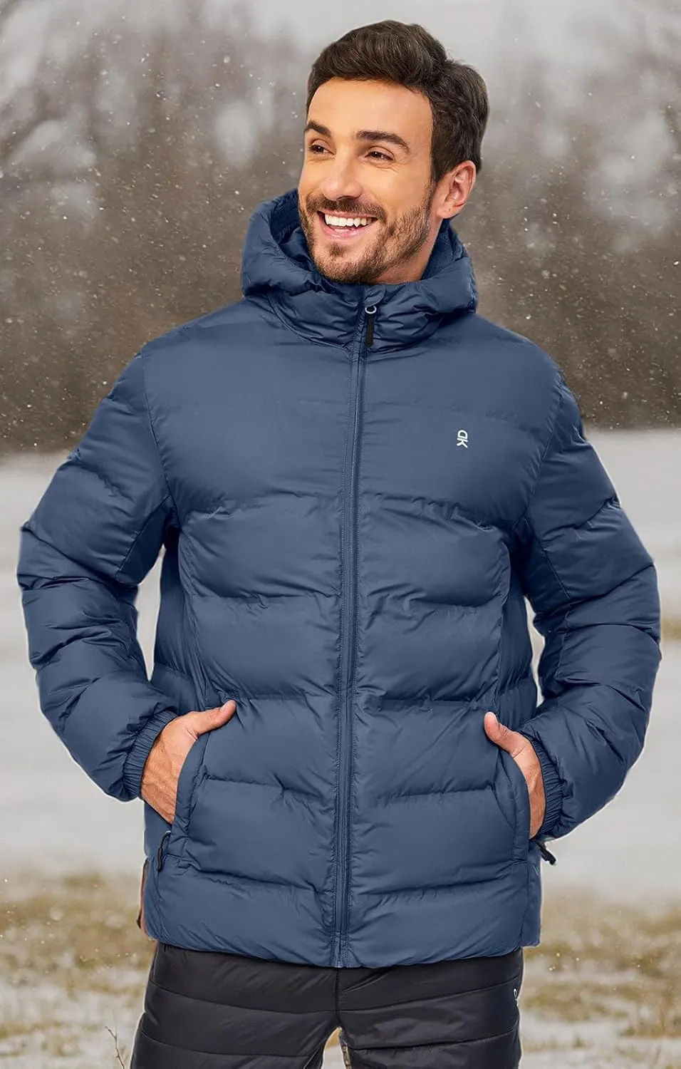 Little Donkey Andy Men's Puffer Jacket Warm Winter Coat with Hood Lightweight Insulated Quilted Jacketss for Snow Ski