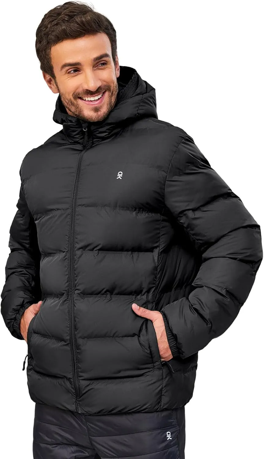 Little Donkey Andy Men's Puffer Jacket Warm Winter Coat with Hood Lightweight Insulated Quilted Jacketss for Snow Ski