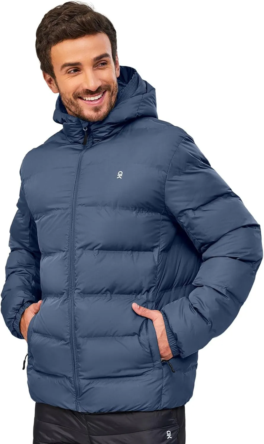 Little Donkey Andy Men's Puffer Jacket Warm Winter Coat with Hood Lightweight Insulated Quilted Jacketss for Snow Ski