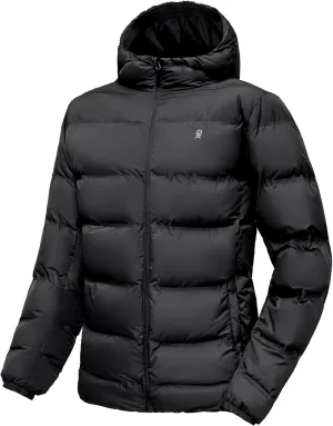Little Donkey Andy Men's Puffer Jacket Warm Winter Coat with Hood Lightweight Insulated Quilted Jacketss for Snow Ski