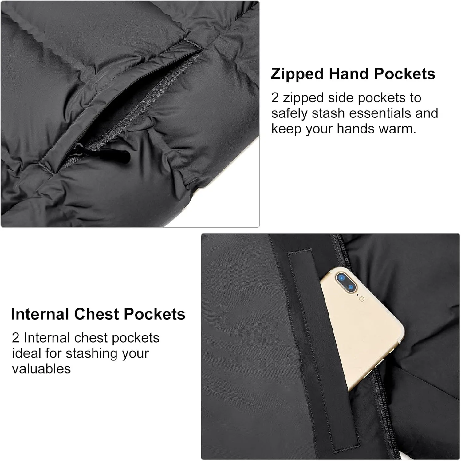 Little Donkey Andy Men's Puffer Jacket Warm Winter Coat with Hood Lightweight Insulated Quilted Jacketss for Snow Ski