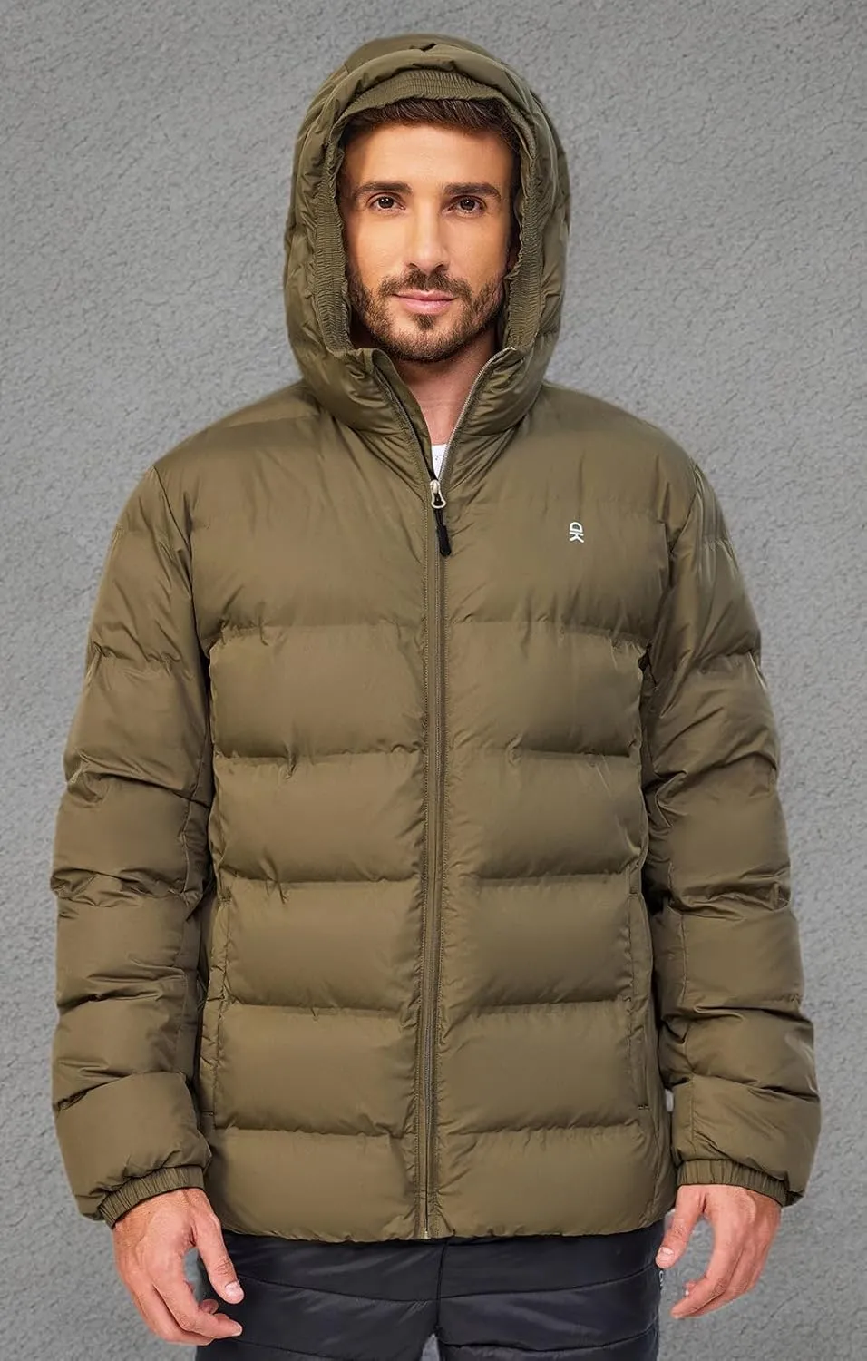 Little Donkey Andy Men's Puffer Jacket Warm Winter Coat with Hood Lightweight Insulated Quilted Jacketss for Snow Ski