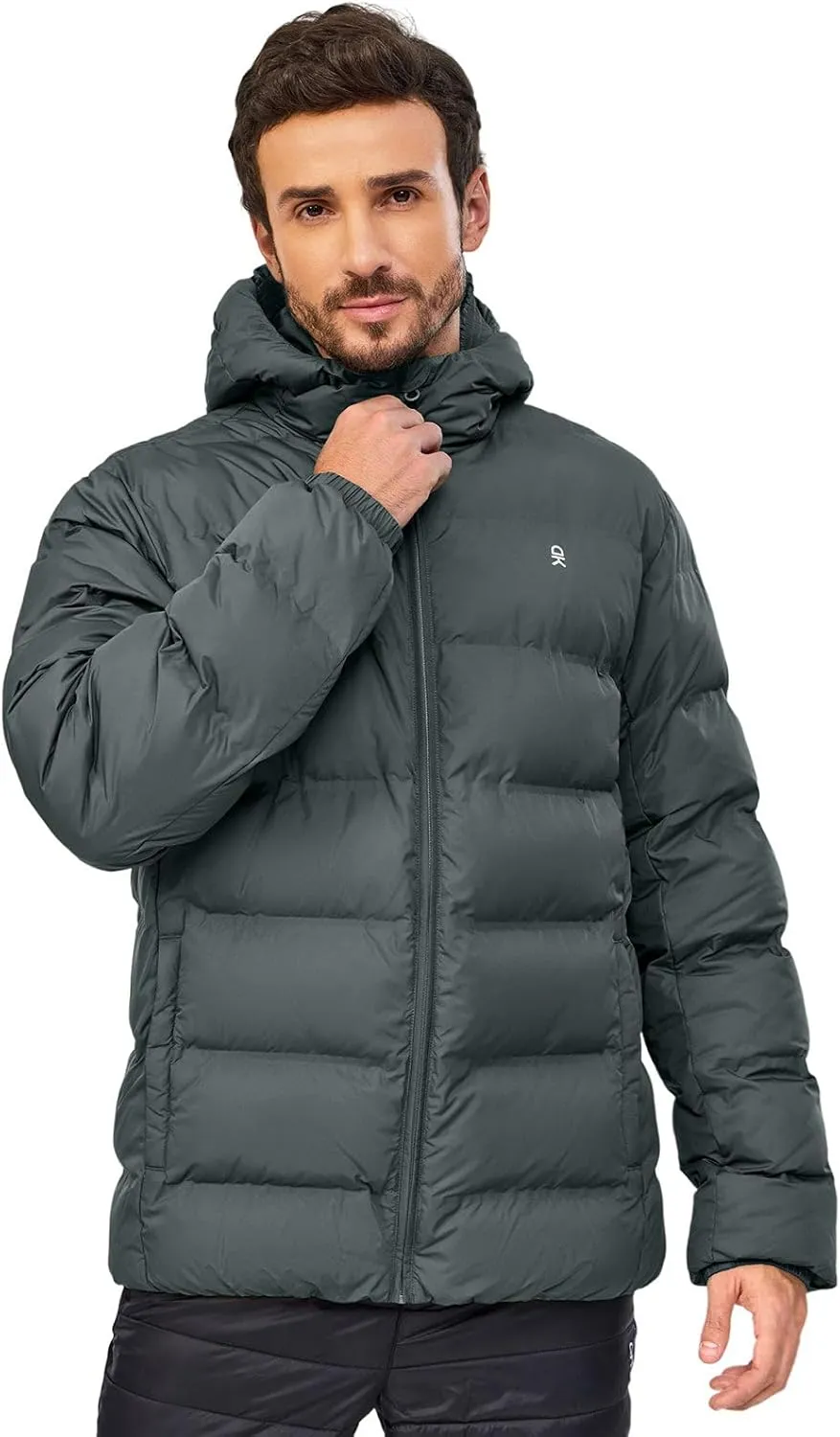 Little Donkey Andy Men's Puffer Jacket Warm Winter Coat with Hood Lightweight Insulated Quilted Jacketss for Snow Ski