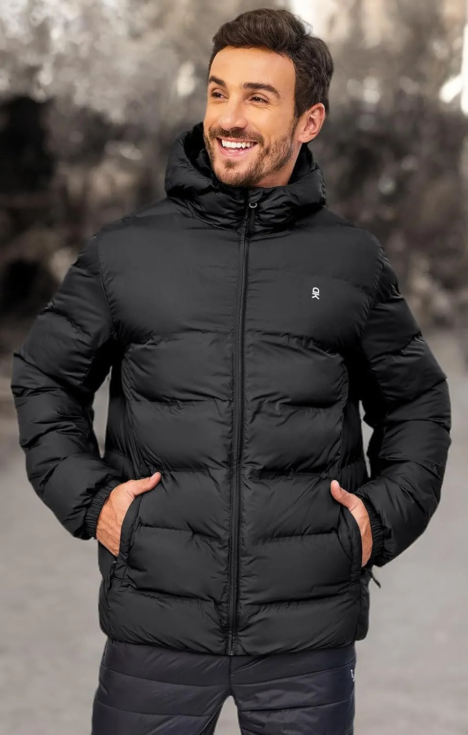 Little Donkey Andy Men's Puffer Jacket Warm Winter Coat with Hood Lightweight Insulated Quilted Jacketss for Snow Ski