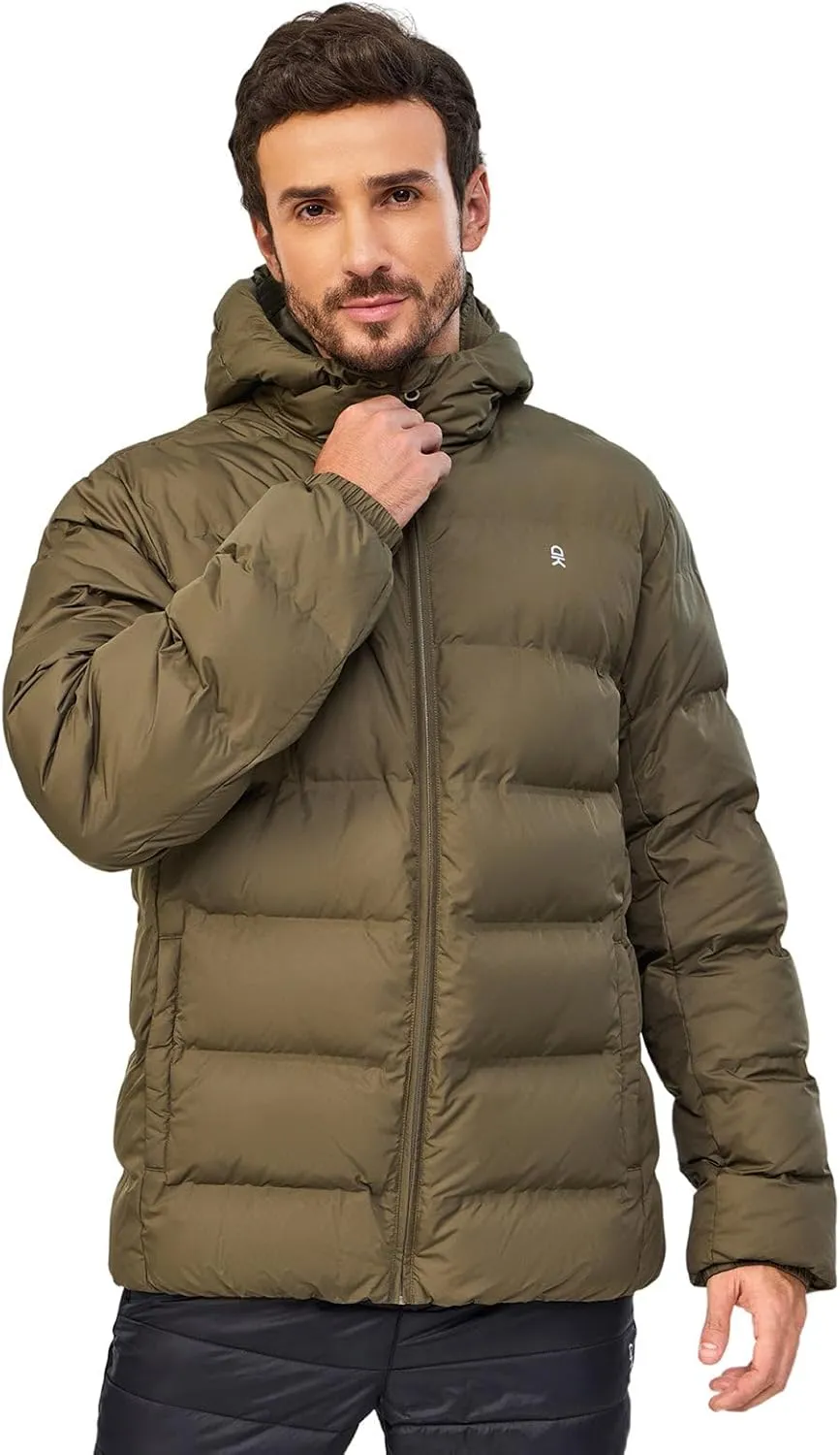 Little Donkey Andy Men's Puffer Jacket Warm Winter Coat with Hood Lightweight Insulated Quilted Jacketss for Snow Ski