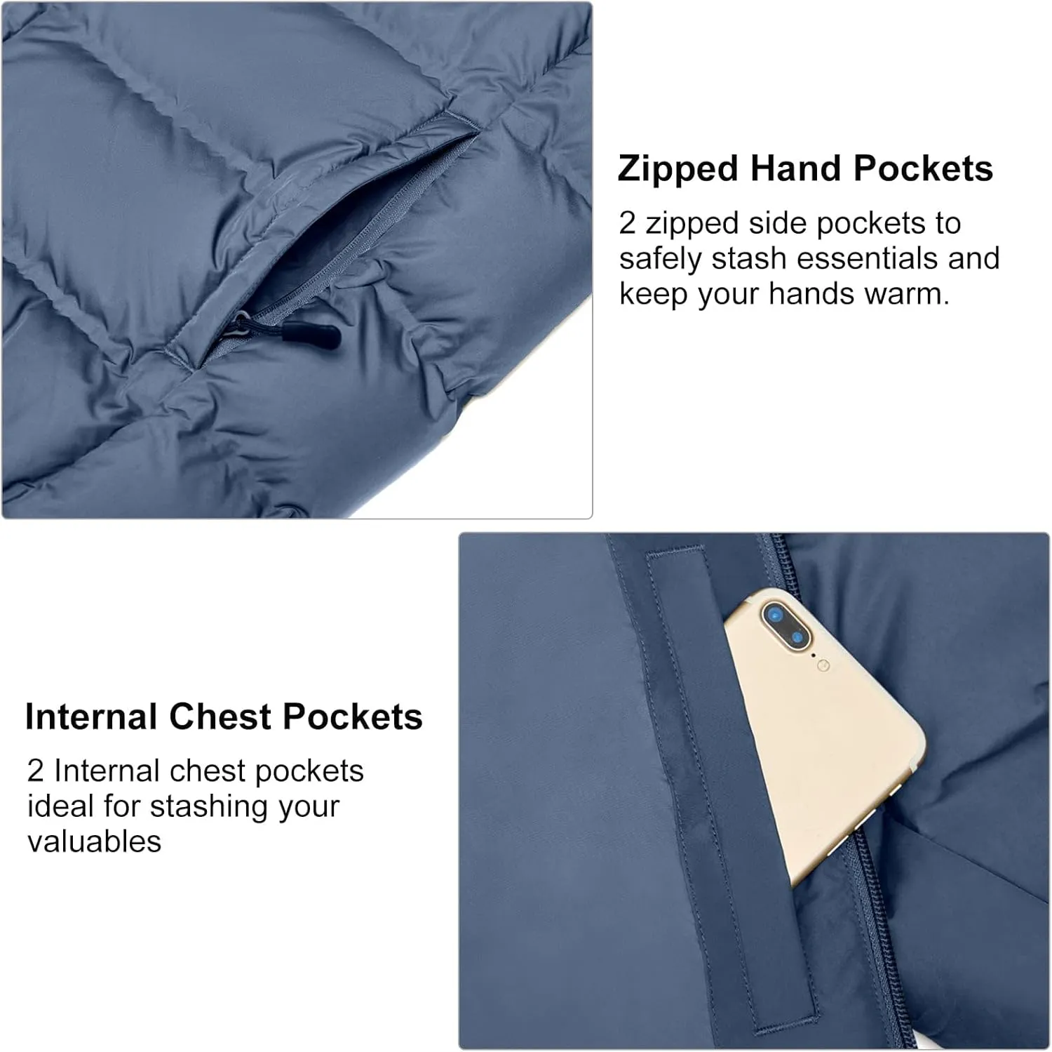 Little Donkey Andy Men's Puffer Jacket Warm Winter Coat with Hood Lightweight Insulated Quilted Jacketss for Snow Ski