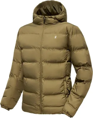 Little Donkey Andy Men's Puffer Jacket Warm Winter Coat with Hood Lightweight Insulated Quilted Jacketss for Snow Ski