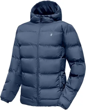 Little Donkey Andy Men's Puffer Jacket Warm Winter Coat with Hood Lightweight Insulated Quilted Jacketss for Snow Ski