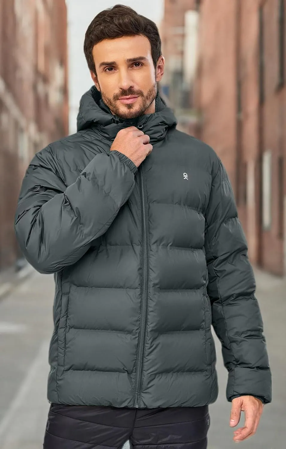 Little Donkey Andy Men's Puffer Jacket Warm Winter Coat with Hood Lightweight Insulated Quilted Jacketss for Snow Ski