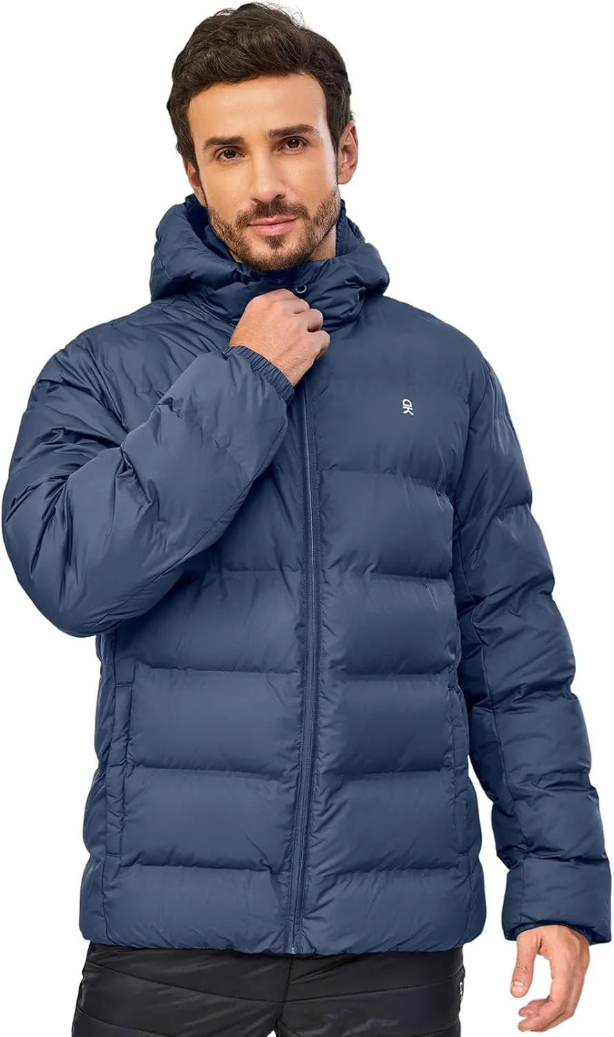 Little Donkey Andy Men's Puffer Jacket Warm Winter Coat with Hood Lightweight Insulated Quilted Jacketss for Snow Ski