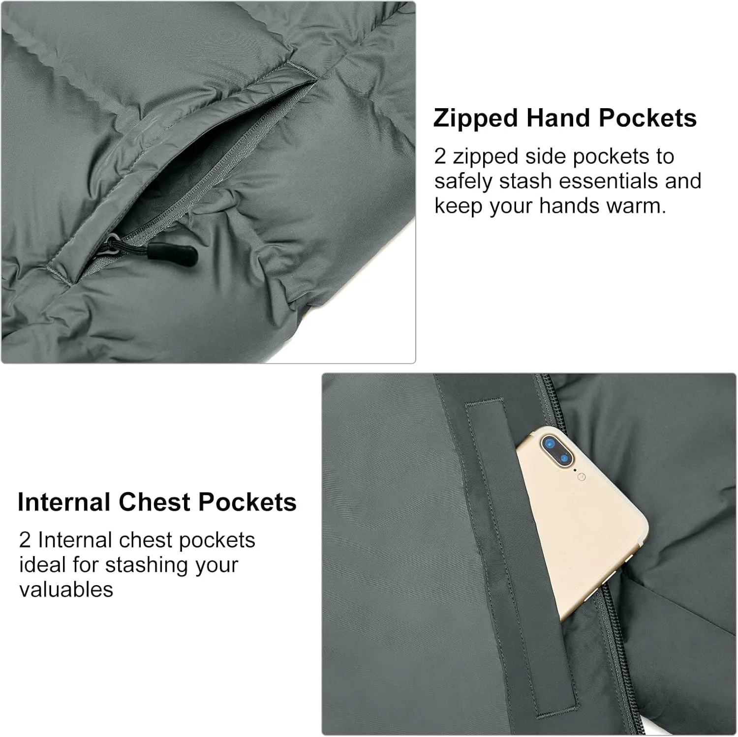 Little Donkey Andy Men's Puffer Jacket Warm Winter Coat with Hood Lightweight Insulated Quilted Jacketss for Snow Ski