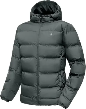 Little Donkey Andy Men's Puffer Jacket Warm Winter Coat with Hood Lightweight Insulated Quilted Jacketss for Snow Ski