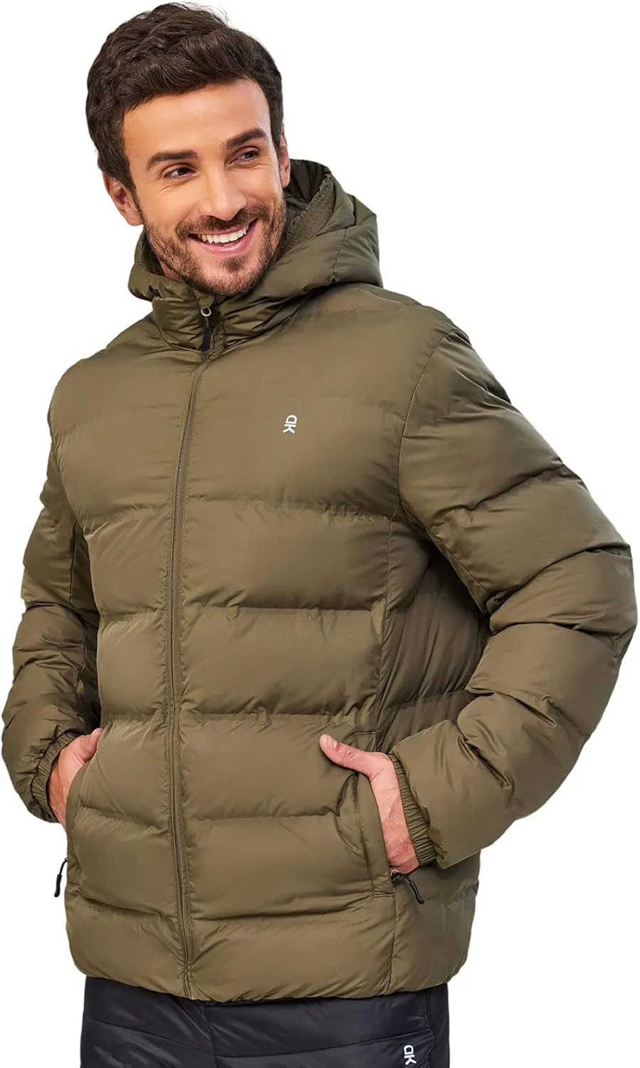 Little Donkey Andy Men's Puffer Jacket Warm Winter Coat with Hood Lightweight Insulated Quilted Jacketss for Snow Ski