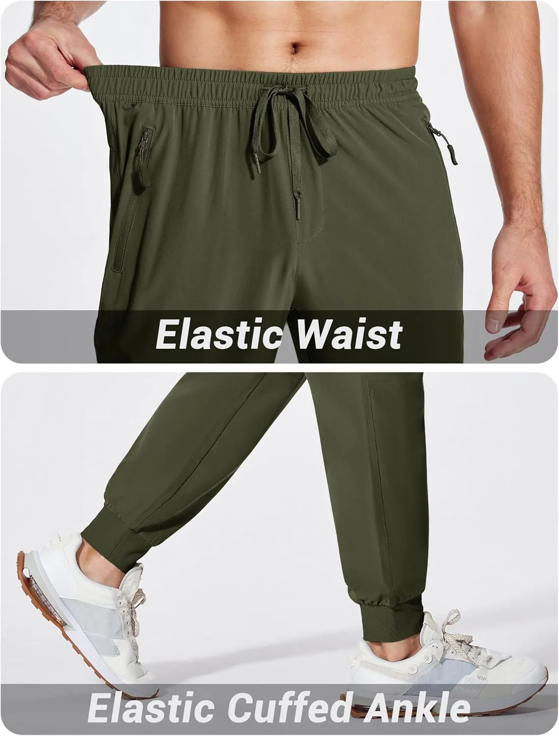 MAGCOMSEN Hiking Pants for Men Lightweight Athletic Pants Quick Dry with Zipper Pockets Running Track Workout Pants