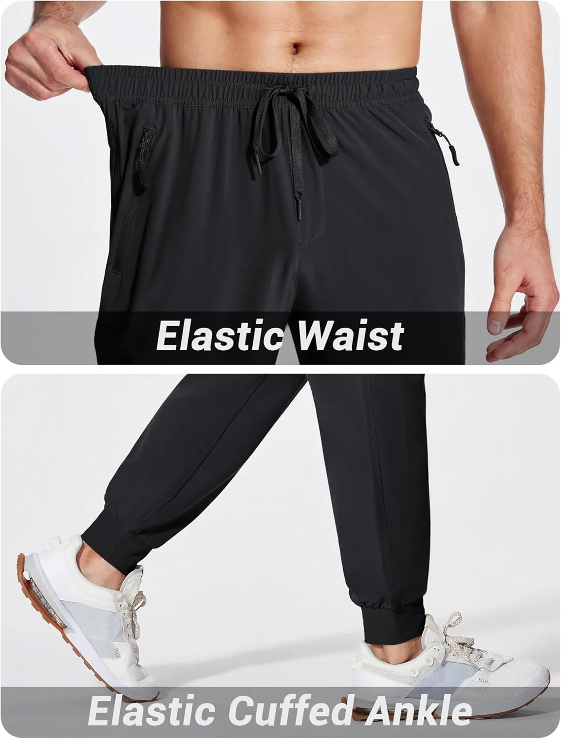 MAGCOMSEN Hiking Pants for Men Lightweight Athletic Pants Quick Dry with Zipper Pockets Running Track Workout Pants