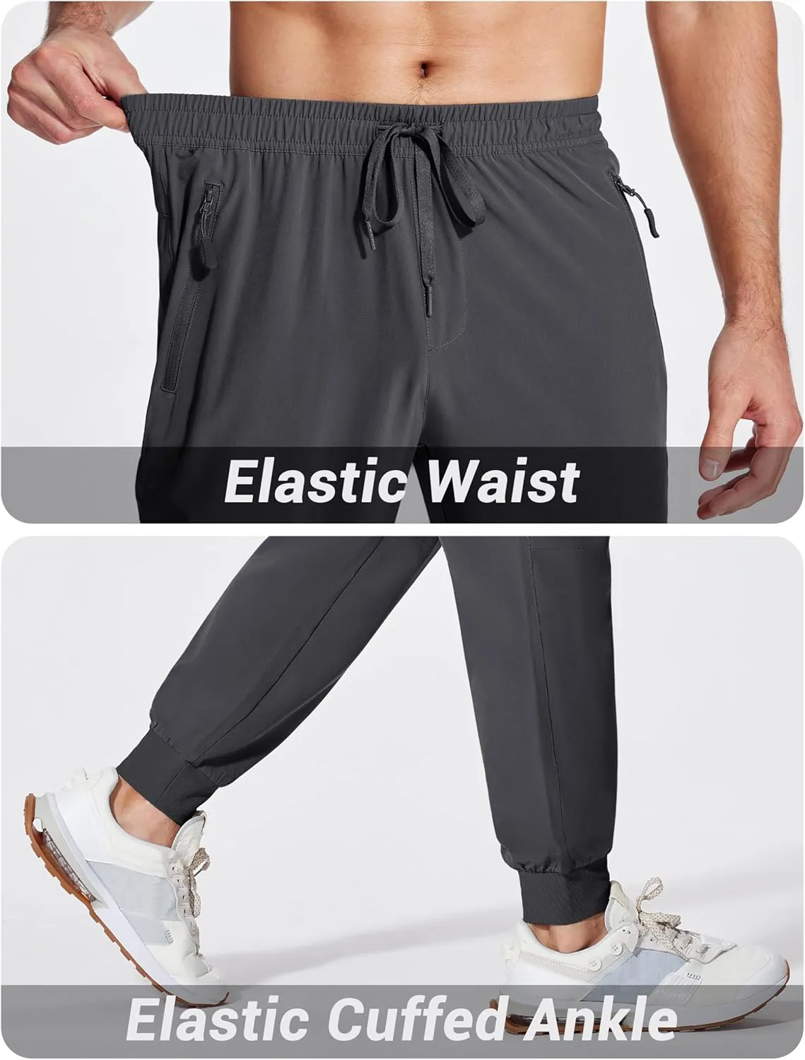 MAGCOMSEN Hiking Pants for Men Lightweight Athletic Pants Quick Dry with Zipper Pockets Running Track Workout Pants