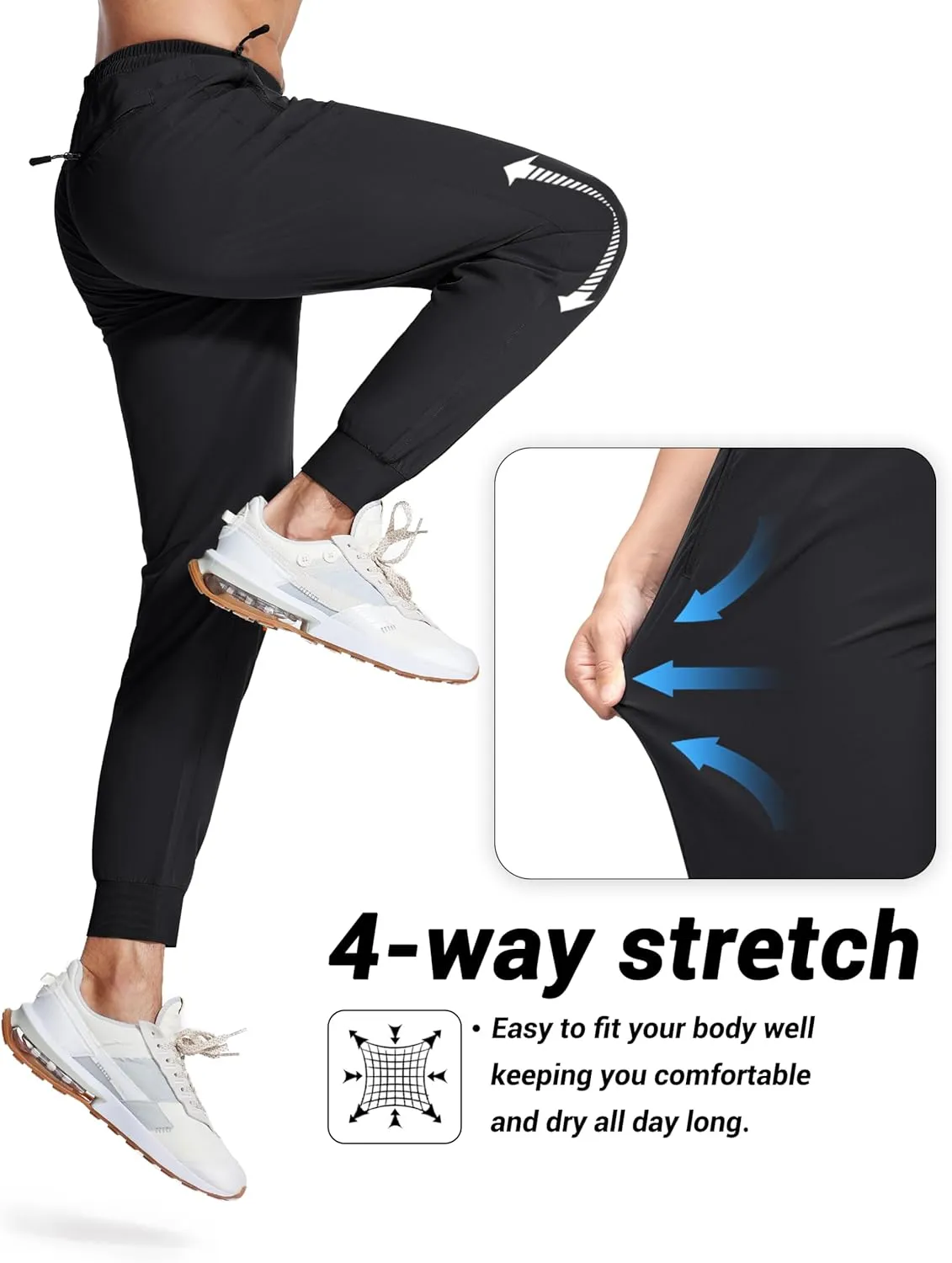 MAGCOMSEN Hiking Pants for Men Lightweight Athletic Pants Quick Dry with Zipper Pockets Running Track Workout Pants