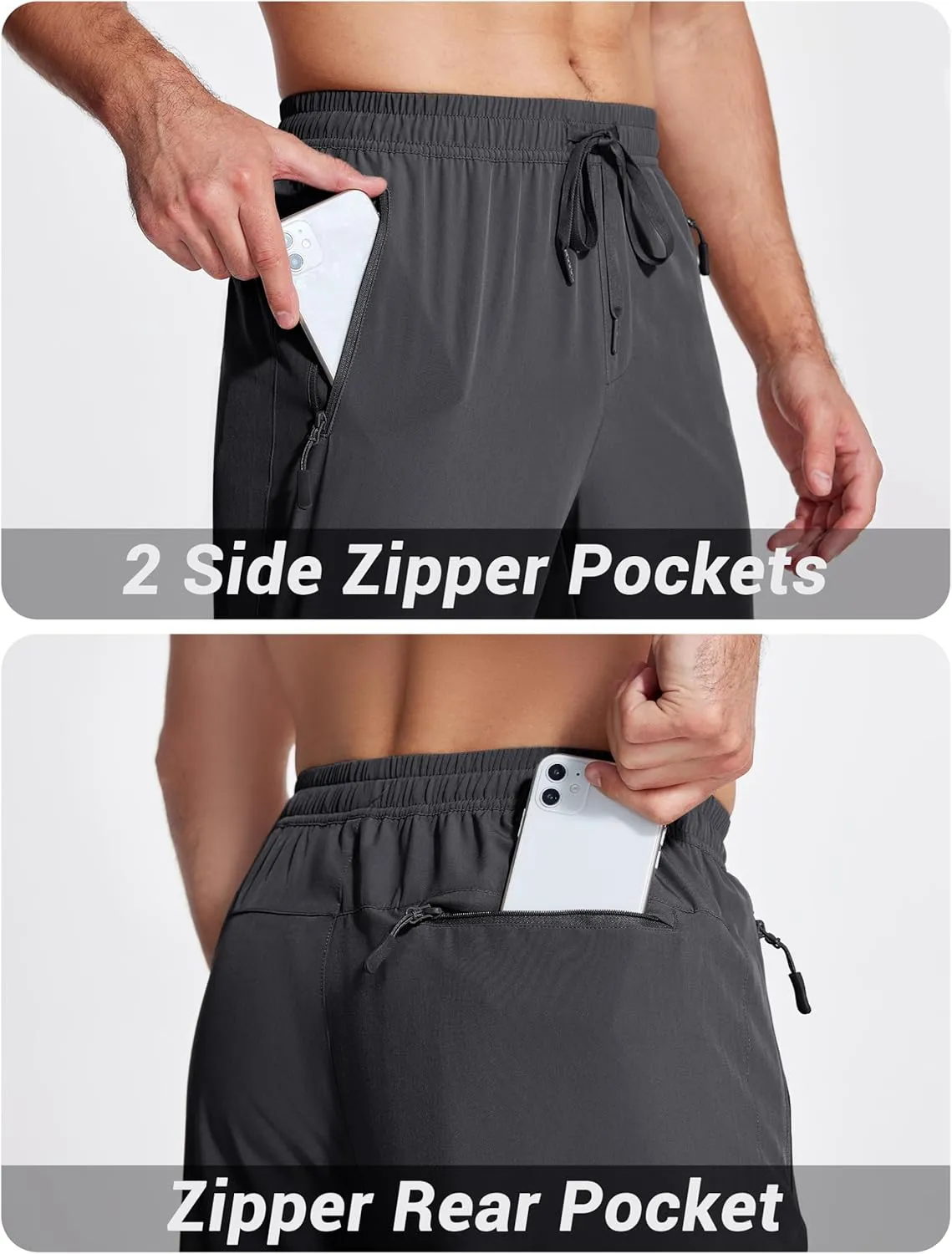 MAGCOMSEN Hiking Pants for Men Lightweight Athletic Pants Quick Dry with Zipper Pockets Running Track Workout Pants