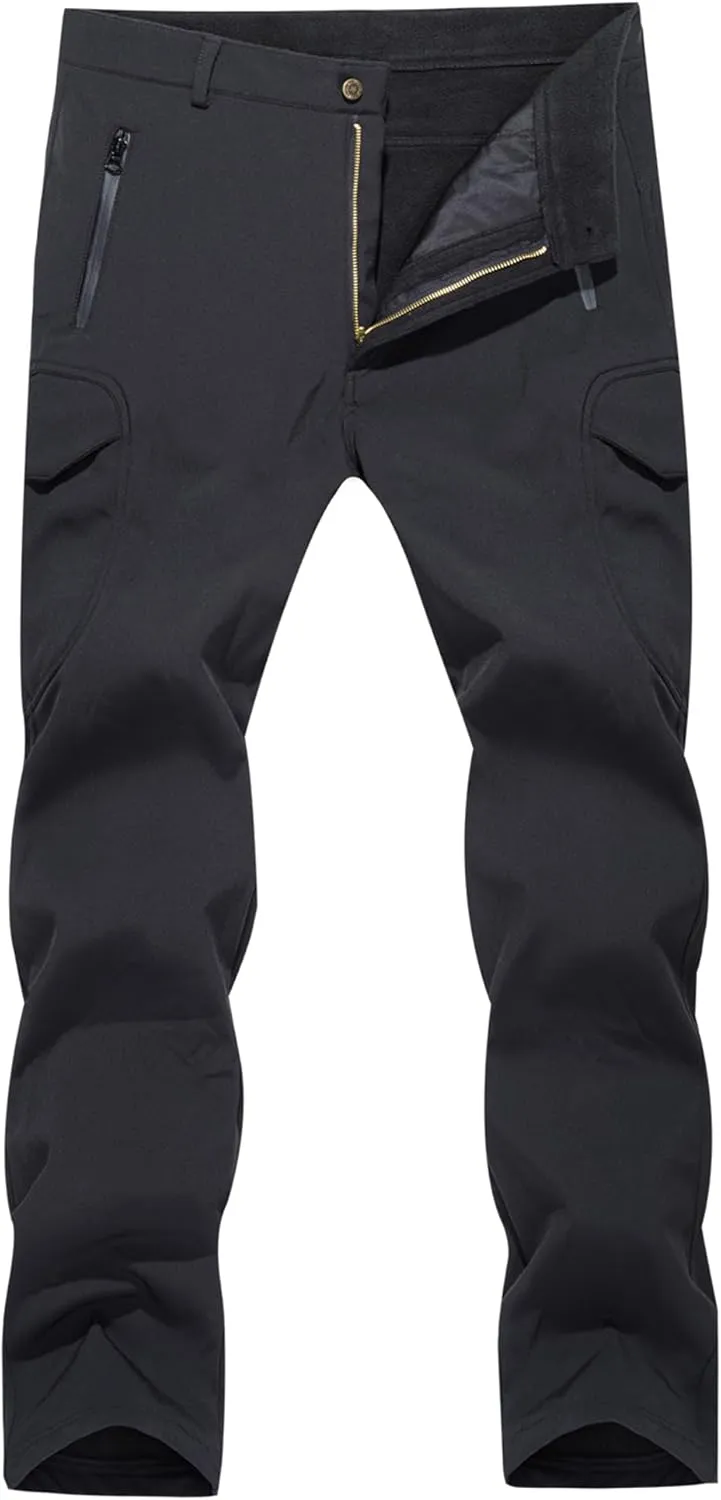 MAGCOMSEN Men's Winter Pants Water Resistant Fleece Lined Snowboard Ski Pants Softshell Tactical Pants with Multi-Pockets