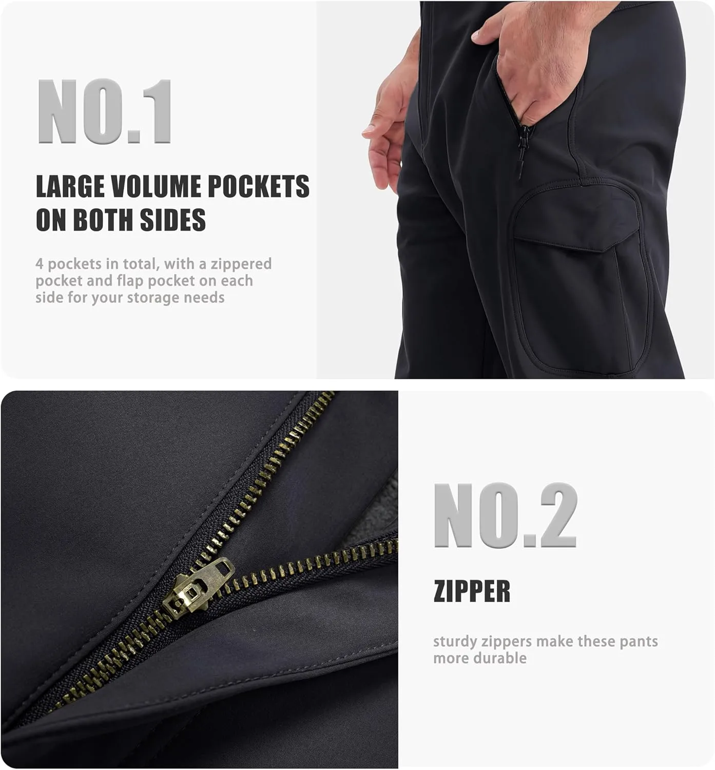 MAGCOMSEN Men's Winter Pants Water Resistant Fleece Lined Snowboard Ski Pants Softshell Tactical Pants with Multi-Pockets
